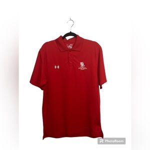 Wounded Warrior Project UA red short sleeve polo shirt. Medium